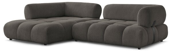 -25 % Dny MOMENTI– Bobochic Paris Hnědá bouclé rohová pohovka Alya 307 cm, levá