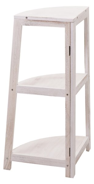 Rohový regál HWC-K44, policový regál obývací pokoj, 3 police, 80x37x37cm MDF z paulovnie shabby white