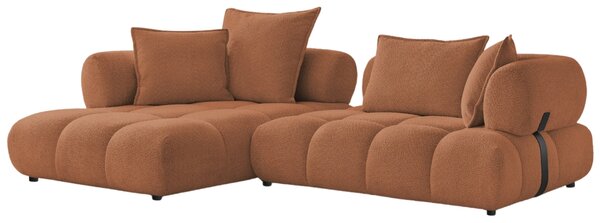 -25 % Dny MOMENTI– Bobochic Paris Terakotově oranžová bouclé rohová pohovka Alya 307 cm, levá