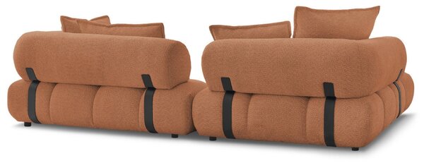 -25 % Dny MOMENTI– Bobochic Paris Terakotově oranžová bouclé rohová pohovka Alya 307 cm, levá