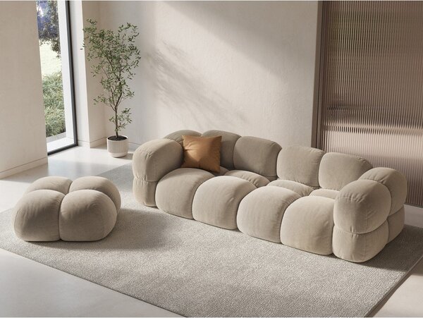 Béžová sametová pohovka 250 cm Loretto – Cosmopolitan Design