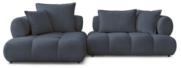 -25 % Dny MOMENTI– Bobochic Paris Tmavě modrá bouclé rohová pohovka Alya 307 cm, levá