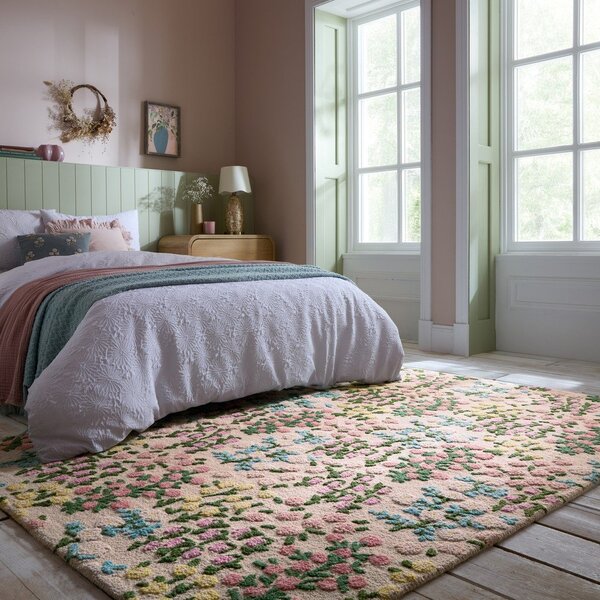 Krémový ručně tkaný vlněný koberec 160x230 cm Emilia Floral – Flair Rugs