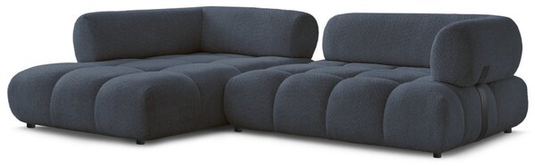 -25 % Dny MOMENTI– Bobochic Paris Tmavě modrá bouclé rohová pohovka Alya 307 cm, levá