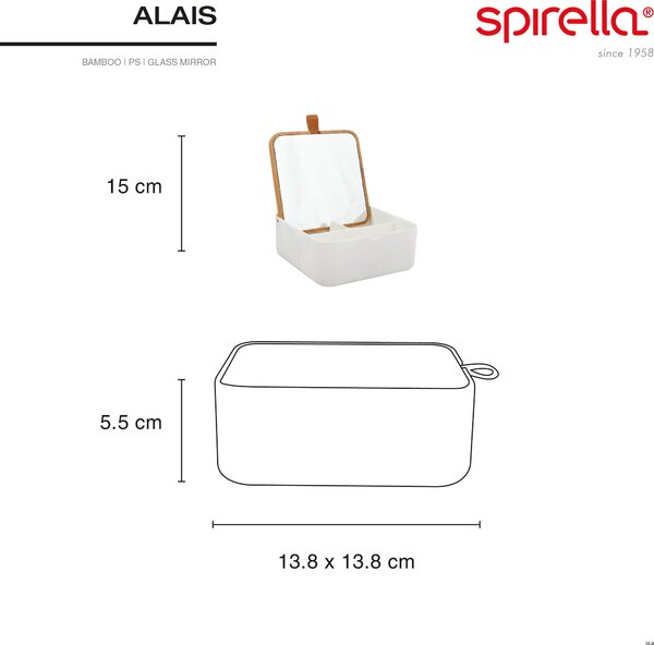 Zrcadlo Spirella, kosmetické zrcadlo s úložným prostorem pro make-up, kosmetiku, vhodné na toaletní stolek