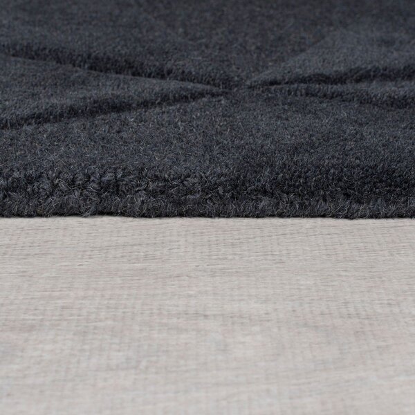 Antracitový ručně tkaný vlněný kulatý koberec ø 160 cm Shard Charcoal – Flair Rugs