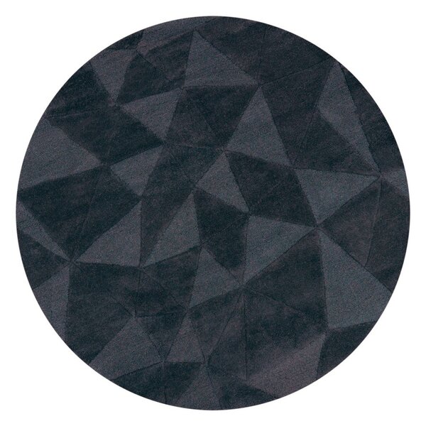 Antracitový ručně tkaný vlněný kulatý koberec ø 160 cm Shard Charcoal – Flair Rugs