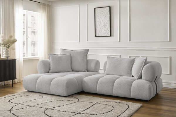 -25 % Dny MOMENTI– Bobochic Paris Světle šedá bouclé rohová pohovka Alya 307 cm, levá