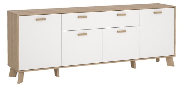 Bílá/v přírodní barvě komoda v dekoru dubu 196x73x39 cm Ikast – Tvilum