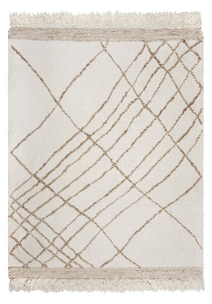 Krémový ručně tkaný koberec s příměsí vlny 120x170 cm Astera Linear – Flair Rugs