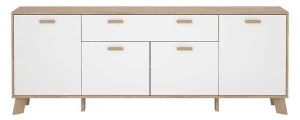 Bílá/v přírodní barvě komoda v dekoru dubu 196x73x39 cm Ikast – Tvilum