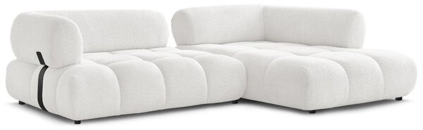 -25 % Dny MOMENTI– Bobochic Paris Bílá bouclé rohová pohovka Alya 307 cm, pravá