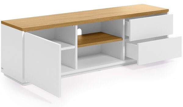 Bílý lakovaný TV stolek Kave Home Abilen 150 x 36 cm