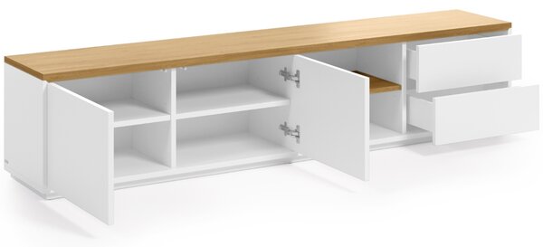 Bílý lakovaný TV stolek Kave Home Abilen 200 x 36 cm