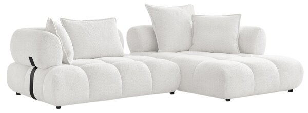 -25 % Dny MOMENTI– Bobochic Paris Bílá bouclé rohová pohovka Alya 307 cm, pravá