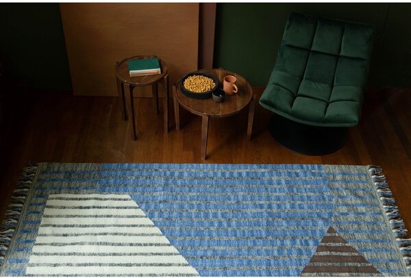 Modrý/hnědý bavlněný koberec 160x230 cm Hampton – Dutchbone