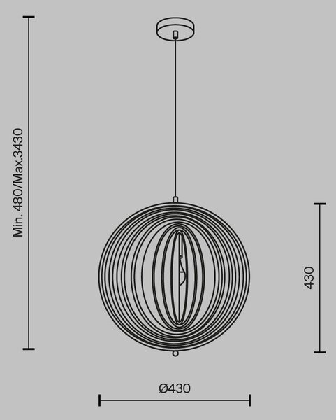 STROPNÍ ZÁVĚSNÉ SVÍTIDLO, 43/55,5 cm MAYTONI - Online Only svítidla, Online Only