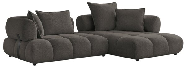-25 % Dny MOMENTI– Bobochic Paris Hnědá bouclé rohová pohovka Alya 307 cm, pravá