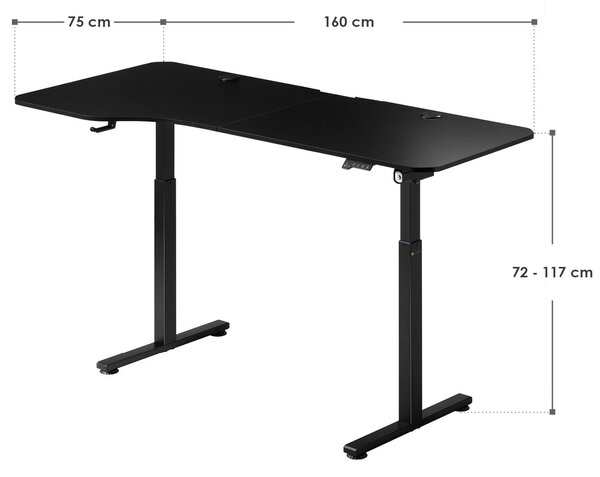 Juskys Kancelářský stůl 160x75cm - černý
