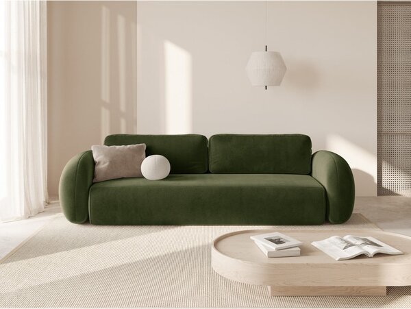 Zelená sametová rozkládací/s úložným prostorem pohovka 262 cm Tonale – Cosmopolitan Design