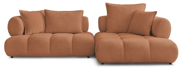 -25 % Dny MOMENTI– Bobochic Paris Terakotově oranžová bouclé rohová pohovka Alya 307 cm, pravá