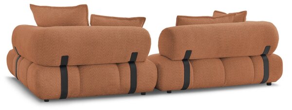 -25 % Dny MOMENTI– Bobochic Paris Terakotově oranžová bouclé rohová pohovka Alya 307 cm, pravá