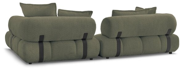 -25 % Dny MOMENTI– Bobochic Paris Zelená bouclé rohová pohovka Alya 307 cm, pravá