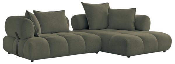 -25 % Dny MOMENTI– Bobochic Paris Zelená bouclé rohová pohovka Alya 307 cm, pravá