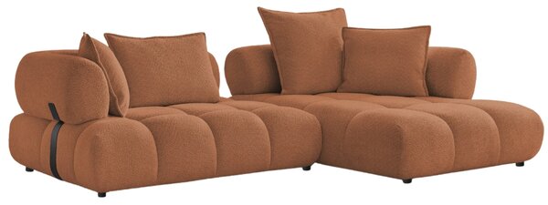 -25 % Dny MOMENTI– Bobochic Paris Terakotově oranžová bouclé rohová pohovka Alya 307 cm, pravá
