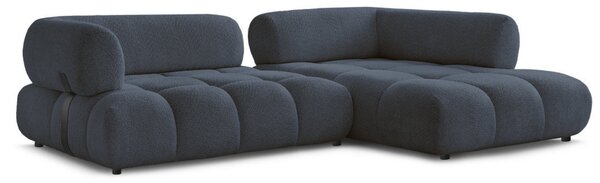 -25 % Dny MOMENTI– Bobochic Paris Tmavě modrá bouclé rohová pohovka Alya 307 cm, pravá