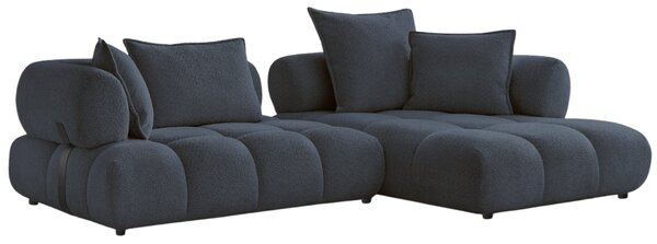 -25 % Dny MOMENTI– Bobochic Paris Tmavě modrá bouclé rohová pohovka Alya 307 cm, pravá