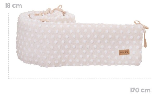 Béžový mantinel do postýlky s příměsí bavlny 170 cm Frosty Almond – Roba