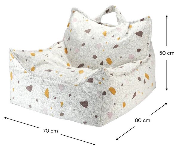 Bílý dětský sedací vak z textilie bouclé/žinylkový Terrazzo Chair – Wigiwama