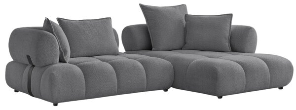 -25 % Dny MOMENTI– Bobochic Paris Tmavě šedá bouclé rohová pohovka Alya 307 cm, pravá