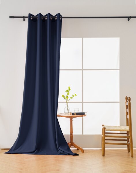 Tmavě modrý závěs OXFORD LIGHT 140x250 cm Zavěšení: Kovové kroužky