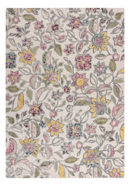 Krémový ručně tkaný vlněný koberec 160x230 cm Tania Floral – Flair Rugs