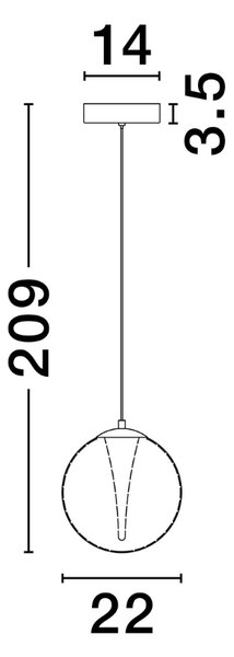 Skleněné závěsné LED světlo Nova Luce Gi 22 cm
