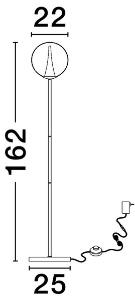 Skleněná stojací LED lampa Nova Luce Gi 162 cm