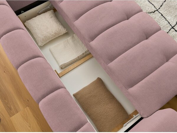Růžová rozkládací/s úložným prostorem pohovka 251 cm Fuji – Bobochic Paris