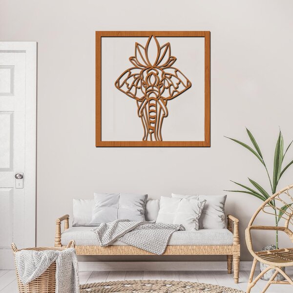 Dřevěný obraz HINDU SLON | Rozměry (cm): 60x60 | Zvolte barvu dekoru: Ořech