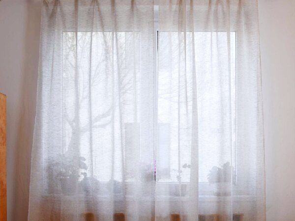 Snový svět Lněná záclona melír s řasením š.250 cm - 100% len Rozměr: 250 x 210 cm