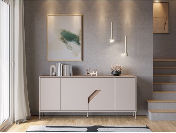 Komoda v dekoru dubu v krémovo-přírodní barvě 180x80x40 cm Lilou – Marckeric