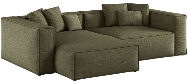-25 % Dny MOMENTI– Cosmopolitan Design Zelená žinylková rohová pohovka Aveiro 254 cm, levá