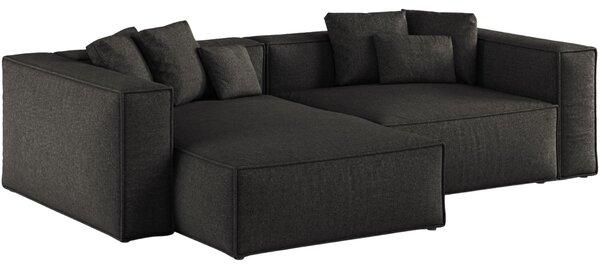 -25 % Dny MOMENTI– Cosmopolitan Design Černá žinylková rohová pohovka Aveiro 254 cm, levá