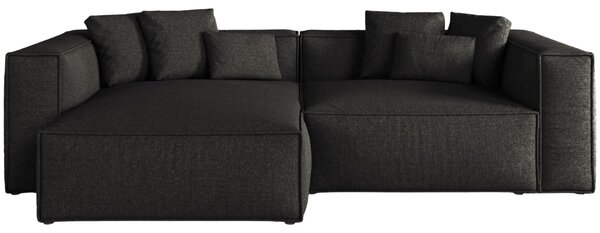 -25 % Dny MOMENTI– Cosmopolitan Design Černá žinylková rohová pohovka Aveiro 254 cm, levá