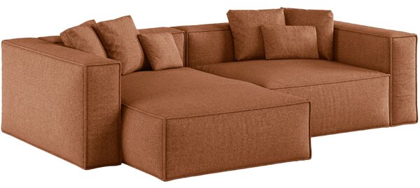 -25 % Dny MOMENTI– Cosmopolitan Design Terakotově oranžová žinylková rohová pohovka Aveiro 254 cm, levá