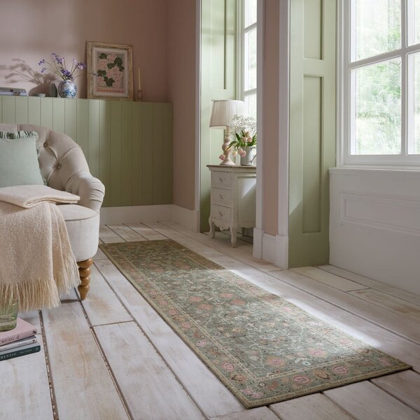 Světle zelený pratelný běhoun 60x230 cm Una Floral – Flair Rugs