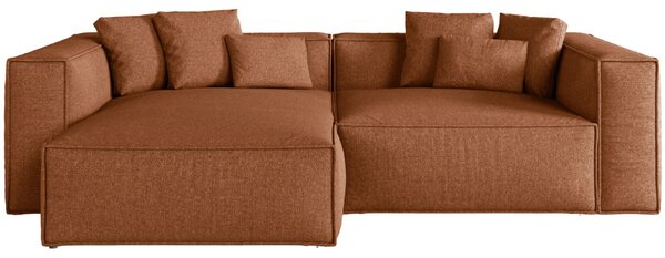 -25 % Dny MOMENTI– Cosmopolitan Design Terakotově oranžová žinylková rohová pohovka Aveiro 254 cm, levá