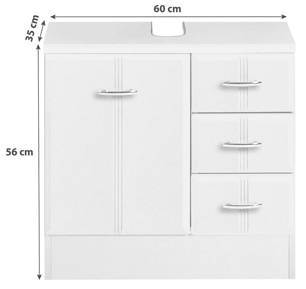 SKŘÍŇKA POD UMYVADLO, bílá, bílá, 60/56/35 cm Held - Koupelnové série, Online Only