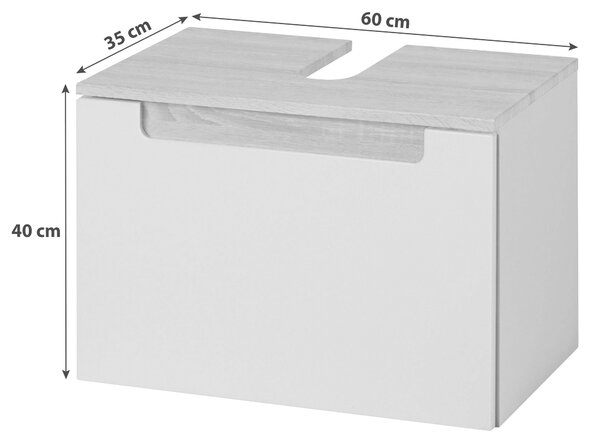 SKŘÍŇKA POD UMYVADLO, bílá, barvy stříbrného dubu, bílá, 60/40/35 cm Held - Koupelnové série, Online Only